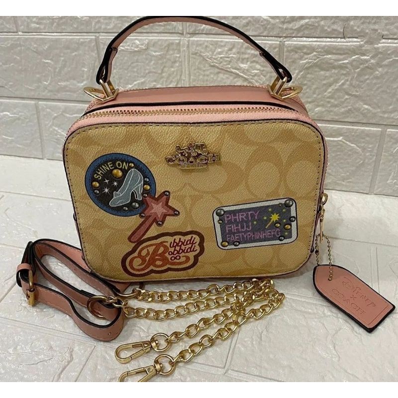 tas fashion motif pink disney handbag coach