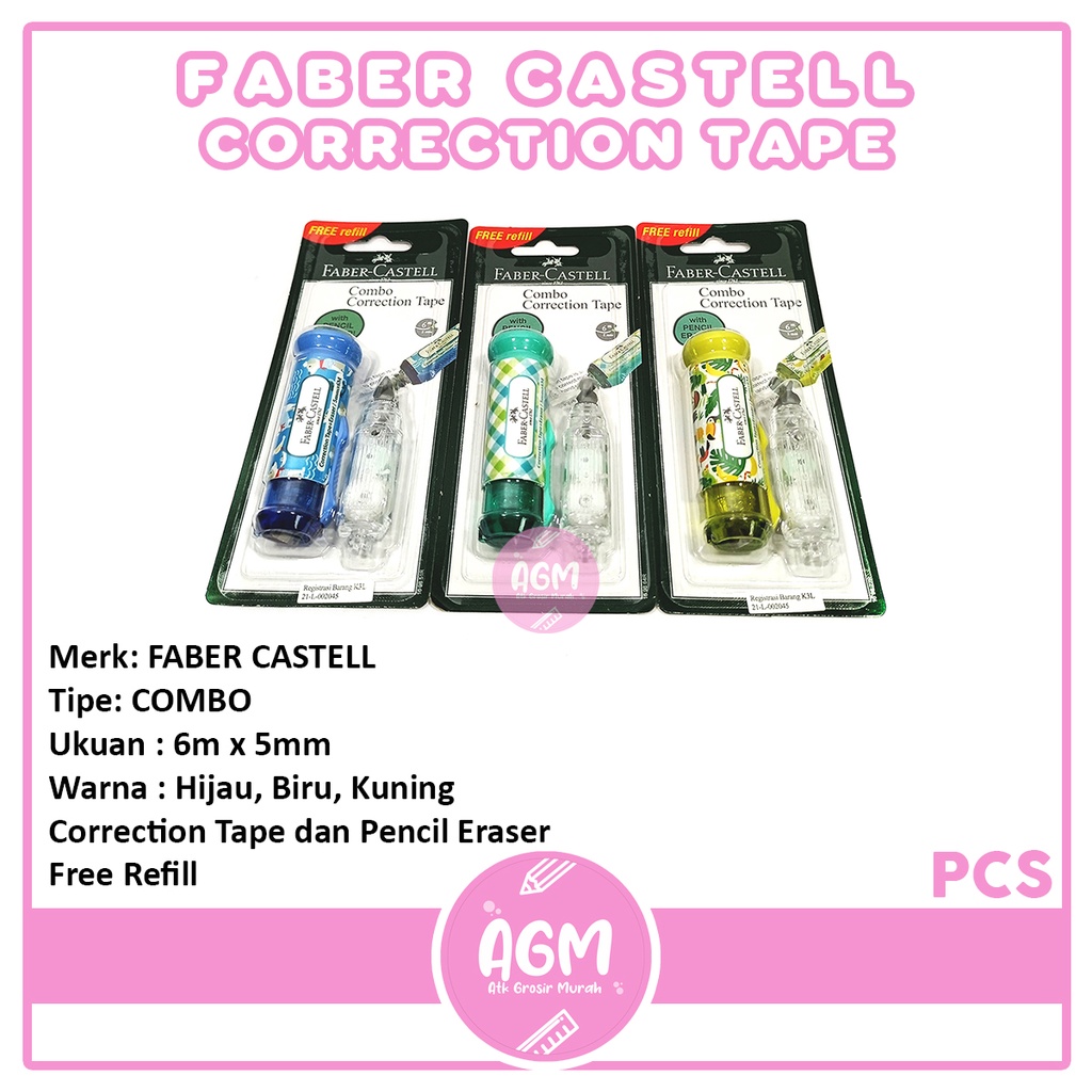 

FABER CASTELL Combo Correction Tape 6m x 5mm Cover Bermotif - Per Pcs