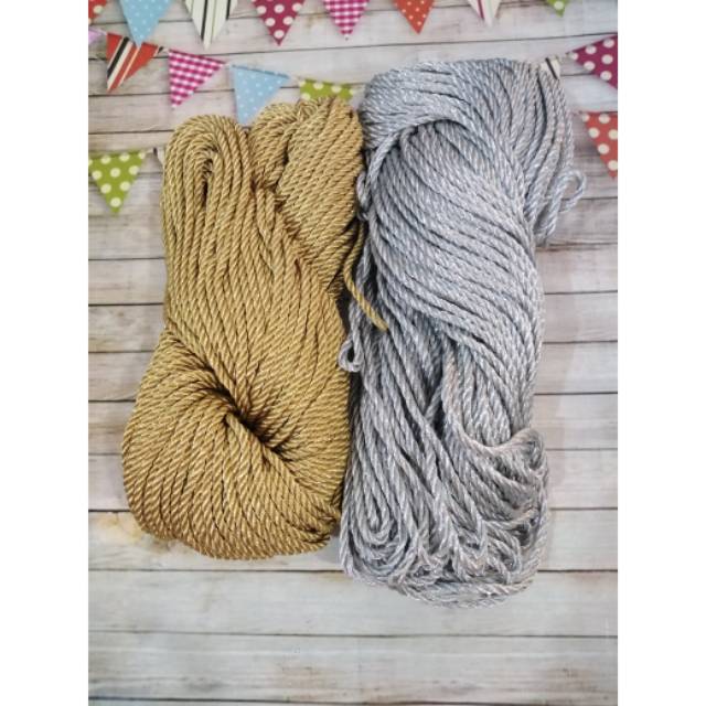Tali ulir / tali twist emas perak 3mm 4mm 6mm rol 10 yard hiasan dekorasi parcel hamper natal