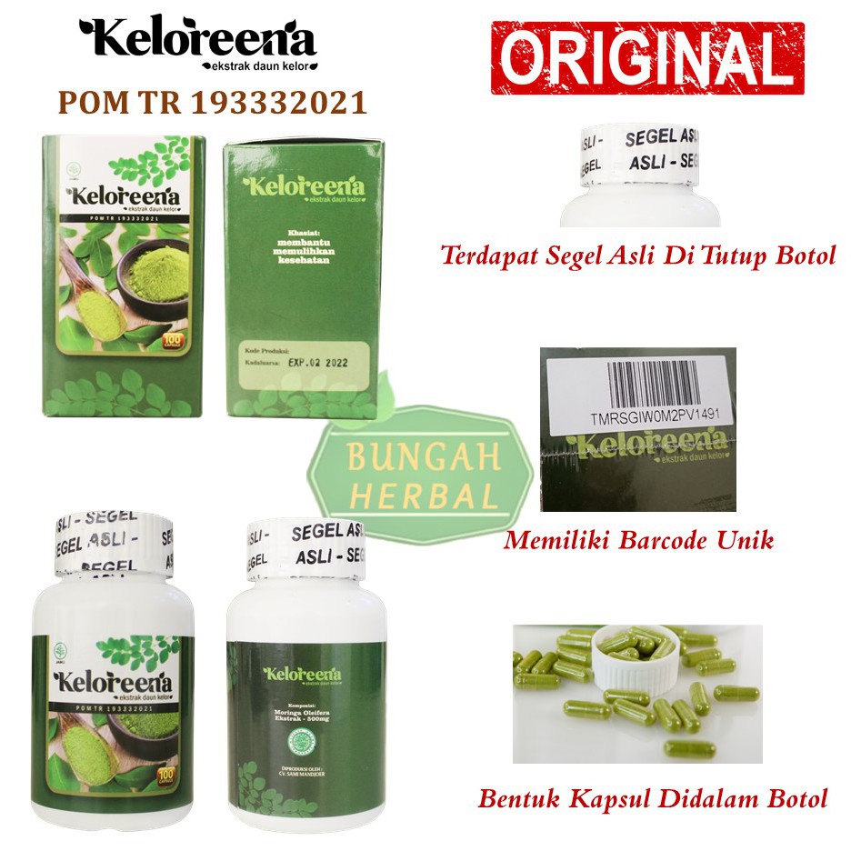 Obat Darah Tinggi Keloreena Kelorina Kelorena Ekstrak Daun Kelor Asli 100 Original Berkualitas Shopee Indonesia