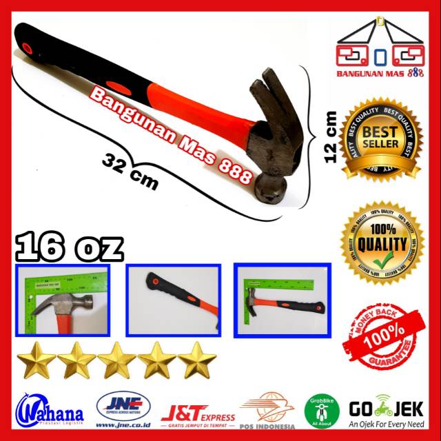 PALU TUKANG 16 OZ FIBER BIASA - PALU KAMBING - MARTIL BESI - PALU PAKU - PALU TUKANG - PALU BANGUNAN