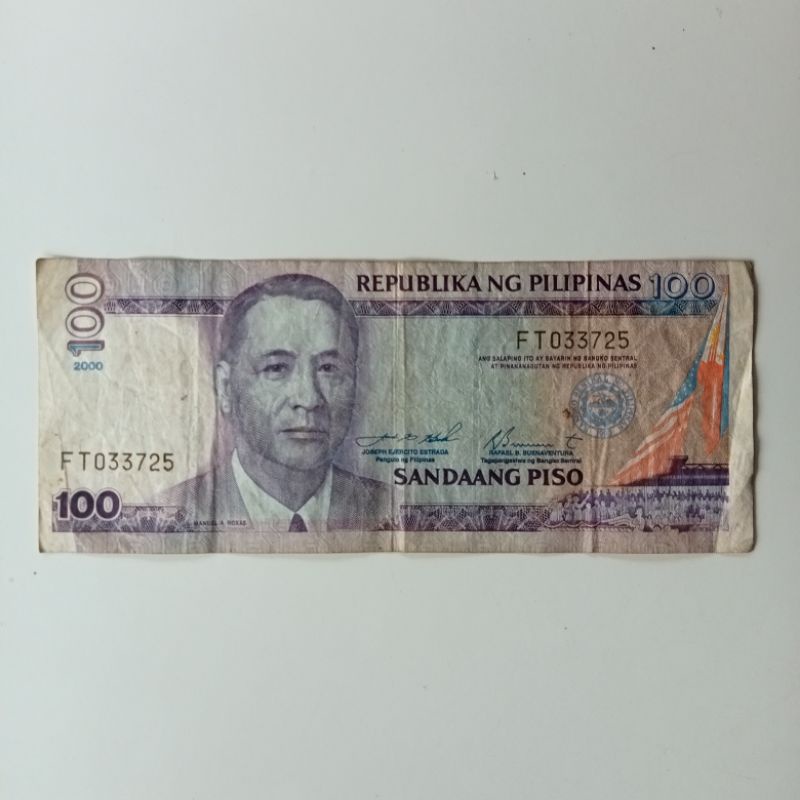 UANG PHILIPPINES 100 PISO 2000 VF ORIGINAL