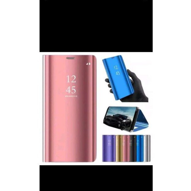 Oppo A15 Flip Case Mirror Clear view Silikon Standing Cover Premium