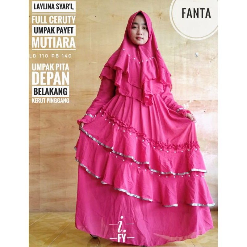 SET GAMIS SYARI BAJU MUSLIM LEBARAN CERUTY POLOS PAYET MUTIARA KHIMAR ANTEM BUSUI CANTIK RENDA ORI