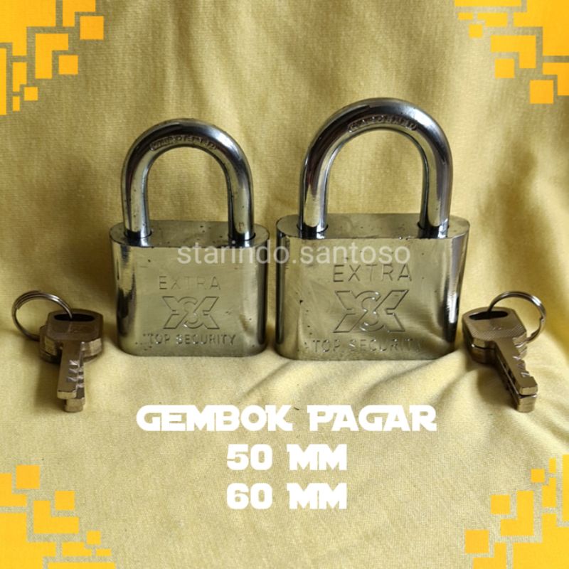 GEMBOK LEHER PENDEK besar 60 MM padlock pagar pintu gudang toko anti maling kuat tebal