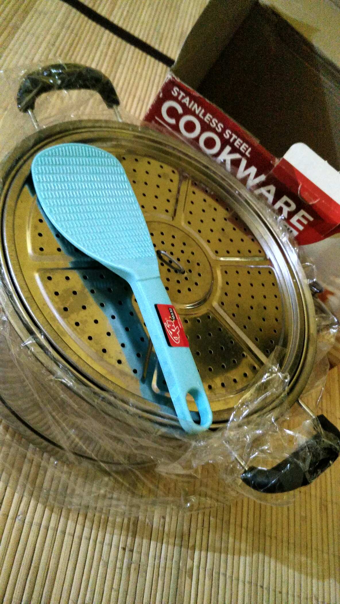 Panci Kukus Stainless Steel Tutup Kaca Dandang Steamer Langseng Mpasi Besar 24 Kukusan Dimsum