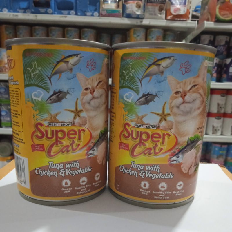 Supercat Kaleng Tuna Chicken Vegetable Makanan Basah Wet Food 400g