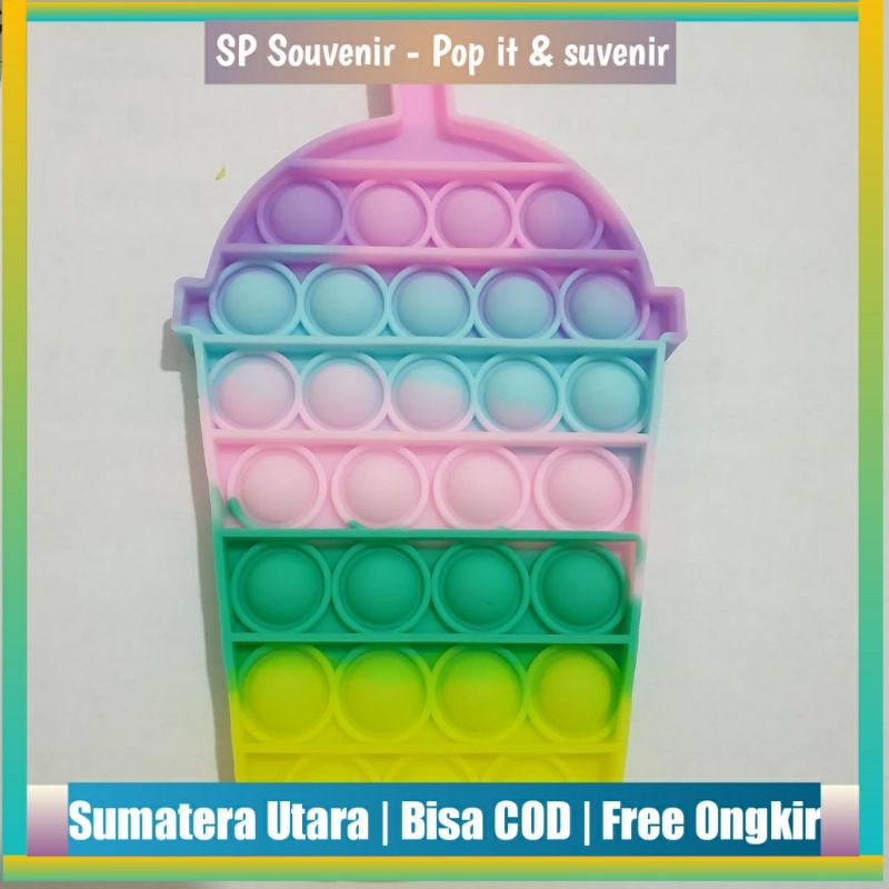 Pop It Boba Cup Macaron & Boneka Boba 25cm | Popit Makaron Boba-2