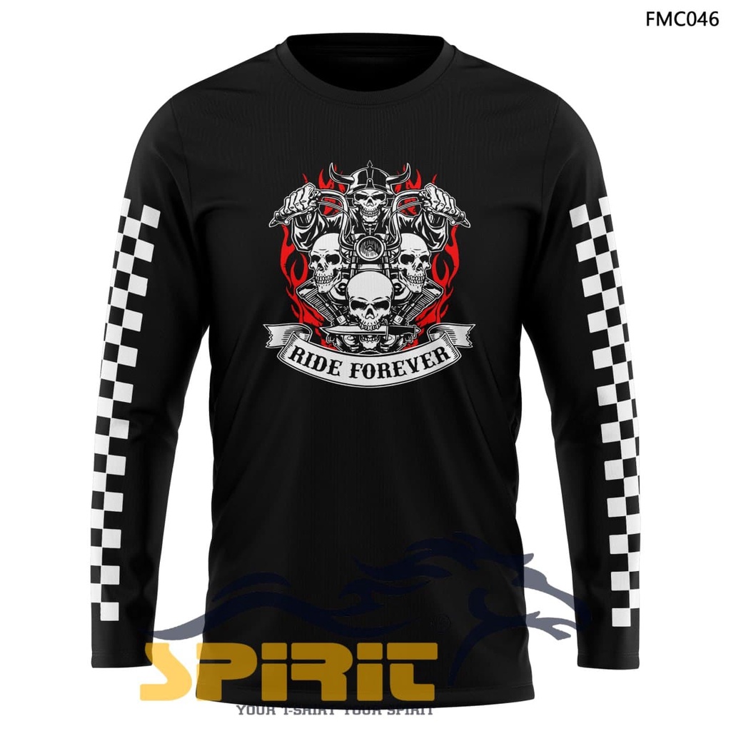 BAJU KAOS MOTOR CUSTOM T-Shirt KAOS DISTRO PRIA MOTOR CUSTOM RIDE FOREVER LENGAN PANJANG Catton