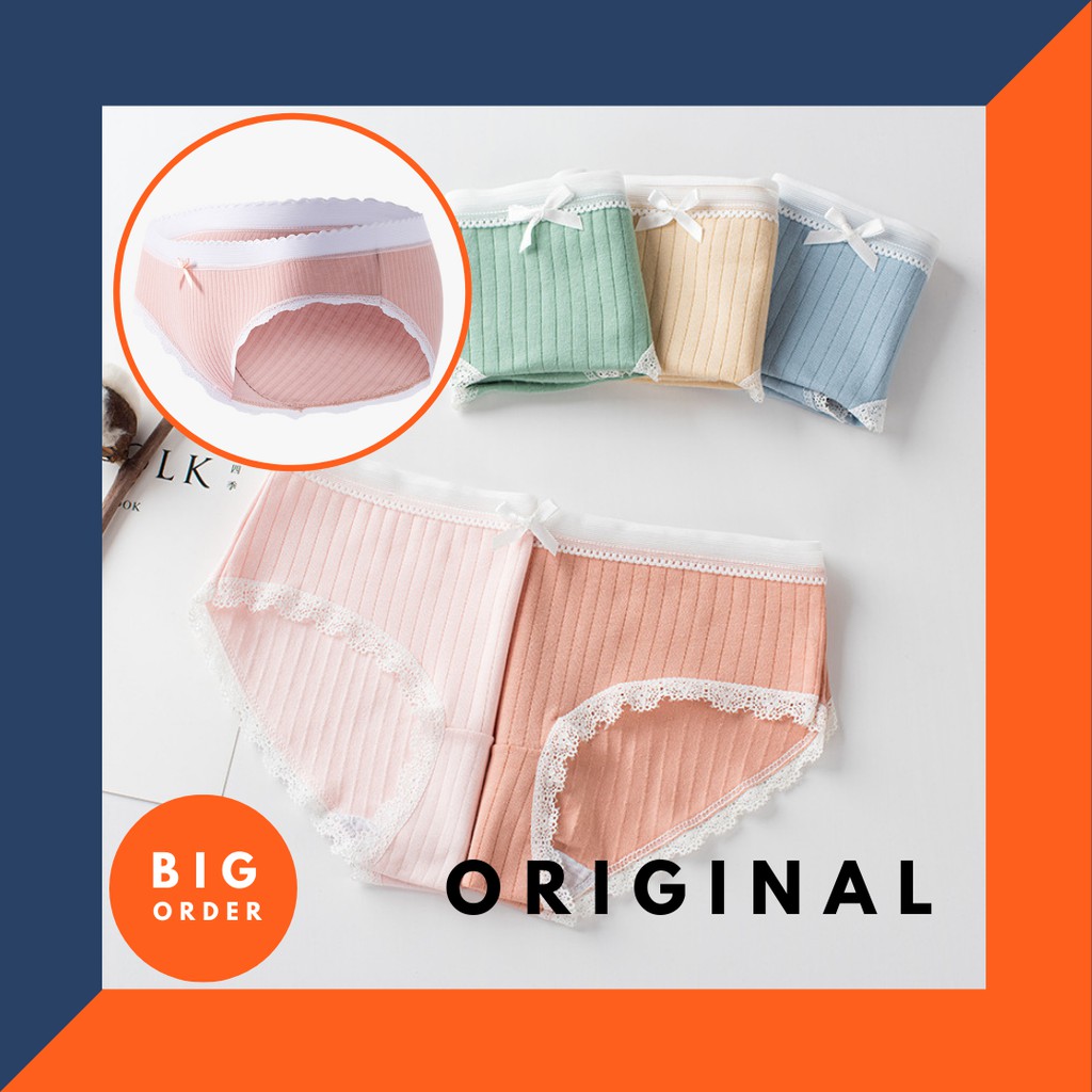 Celana Dalam Wanita CD Cewek Renda Dan pita Lucu Bahan Lembut CD Premium Korea CD21