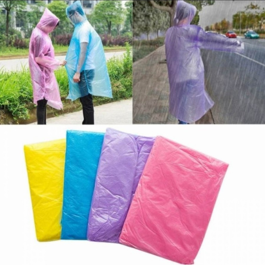 Sgmshop jas hujan sekali pakai rain coat Jas Hujan plastik polos warna kresek disposable emergency rain darurat praktis termurah