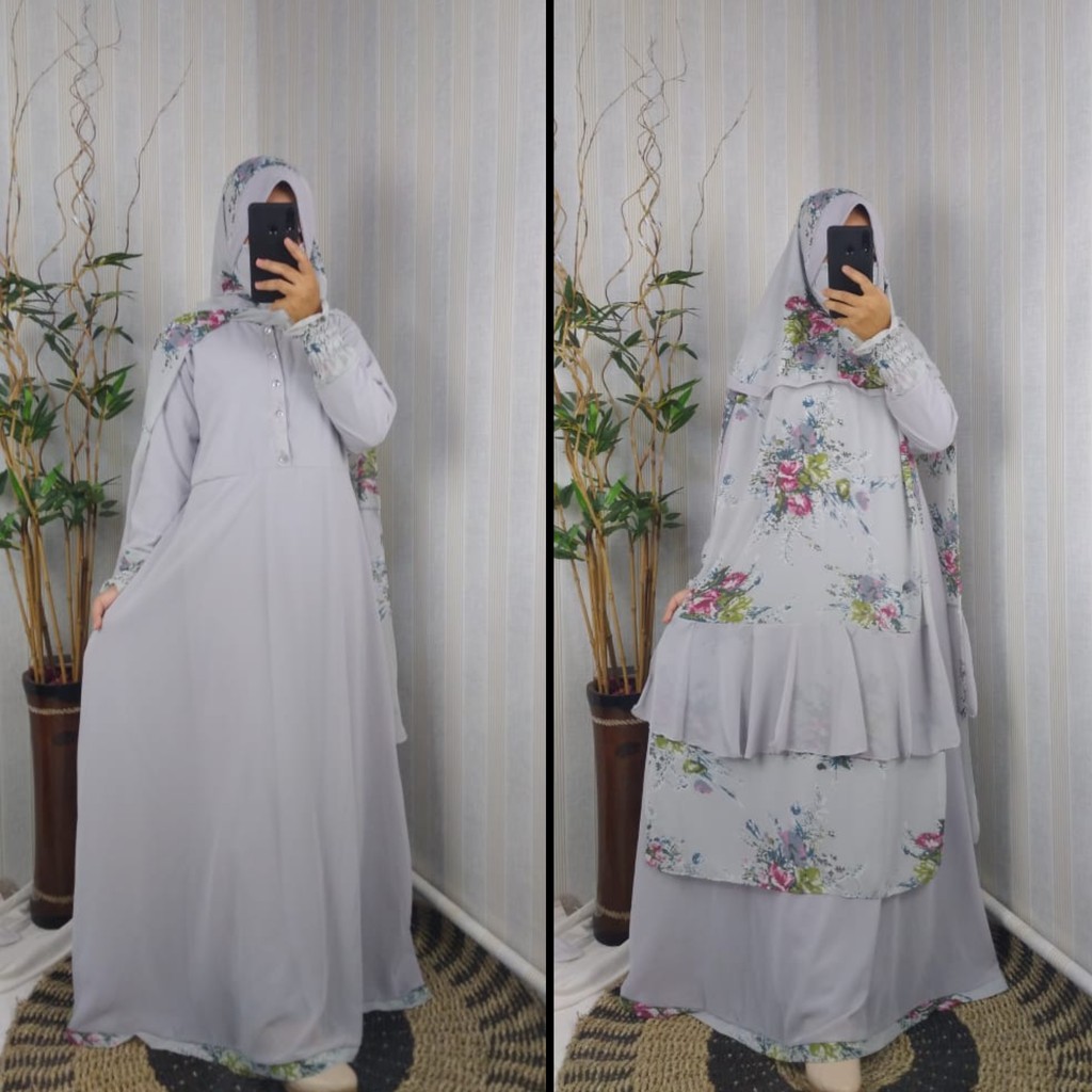 gamis ceruty babydoll ORI brand Laila set khimar yolanda dress wanita terbaru exclusive model mewah