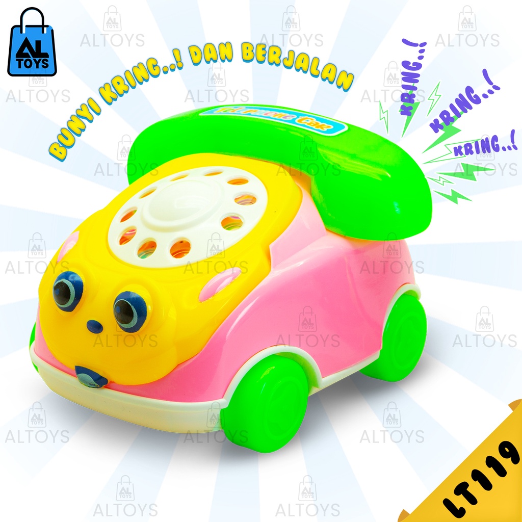 Mainan Mobil Tarik Telephone Berjalan Dan Berbunyi Kring Mainan Teether Rattle Telephone Kerincingan LT119
