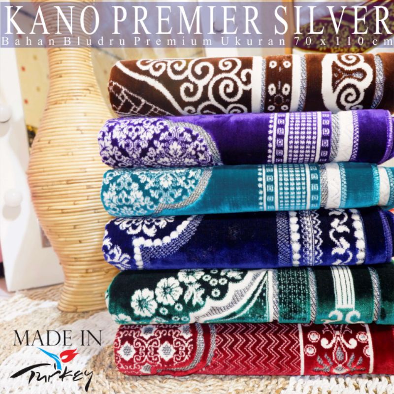 SAJADAH TURKY PREMIUM KANO PERAK/SILVER TERBARU TEBAL,LEMBUT,.