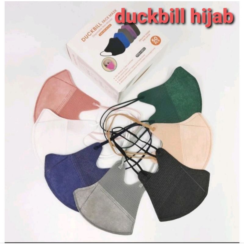 masker duckbill dewasa hijab warna warni per pc