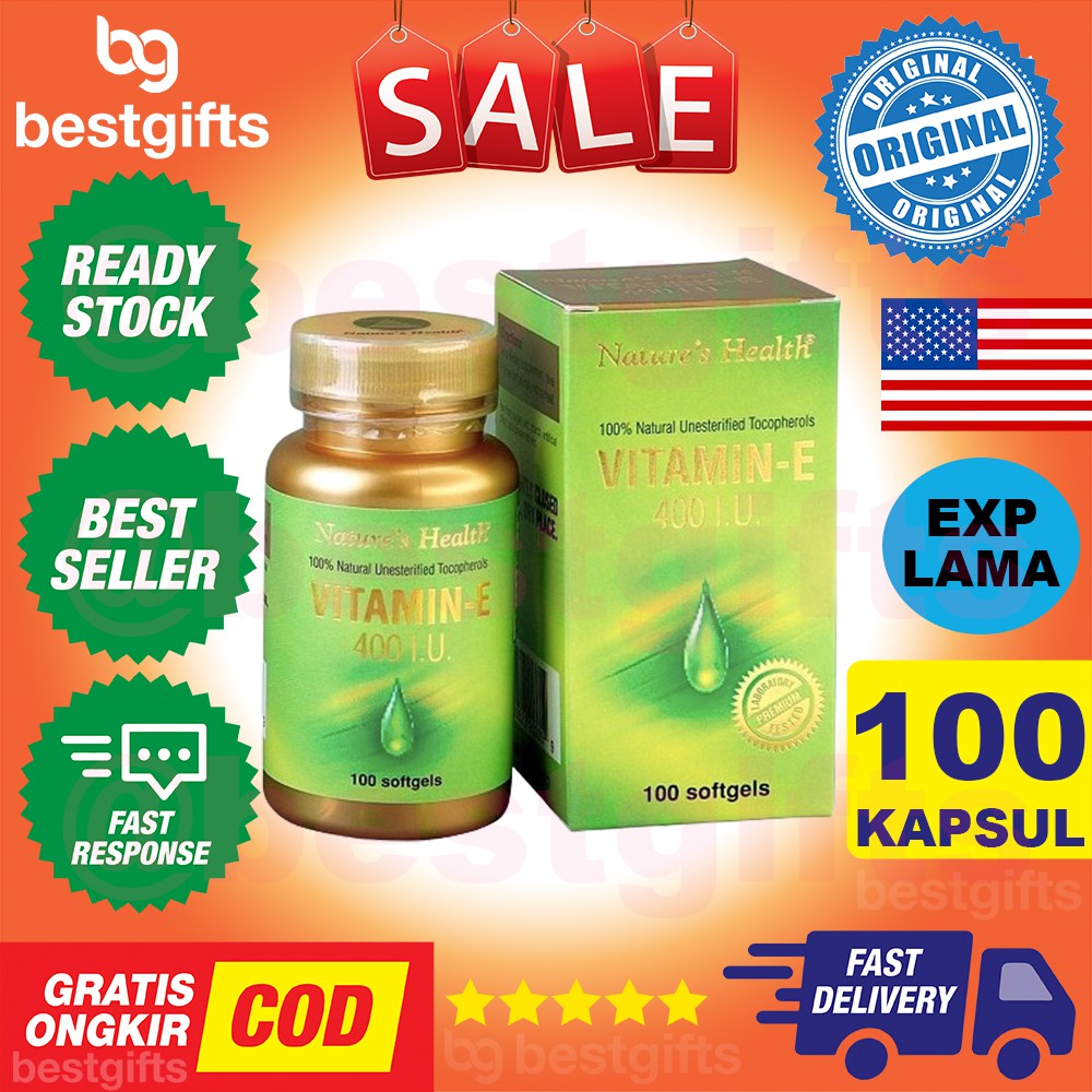 NATURE'S NATURES NATURE HEALTH VITAMIN VIT E 400IU 400 IU IMUNITAS ANTIOKSIDAN ANTI AGING 100 KAPSUL