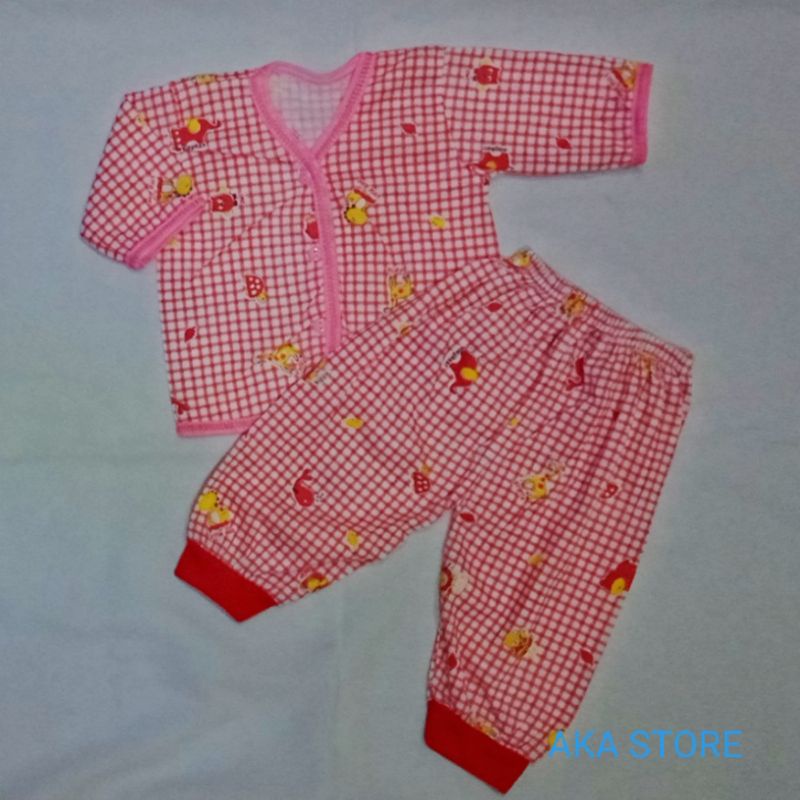 setelan baju bayi motif kotak murah