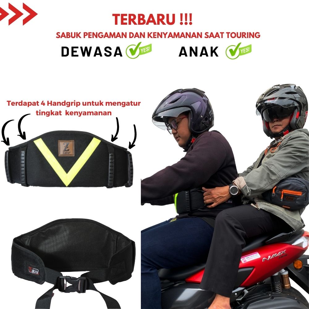 SABUK PENGAMAN BONCENGAN MOTOR DEWASA LANSIA DAN ANAK NYAMAN untuk TOURING