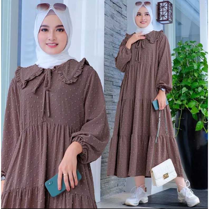 MIDI DRESS CRINKLE RUBIAH // MIDI DRESS URAGIRI IMPORT