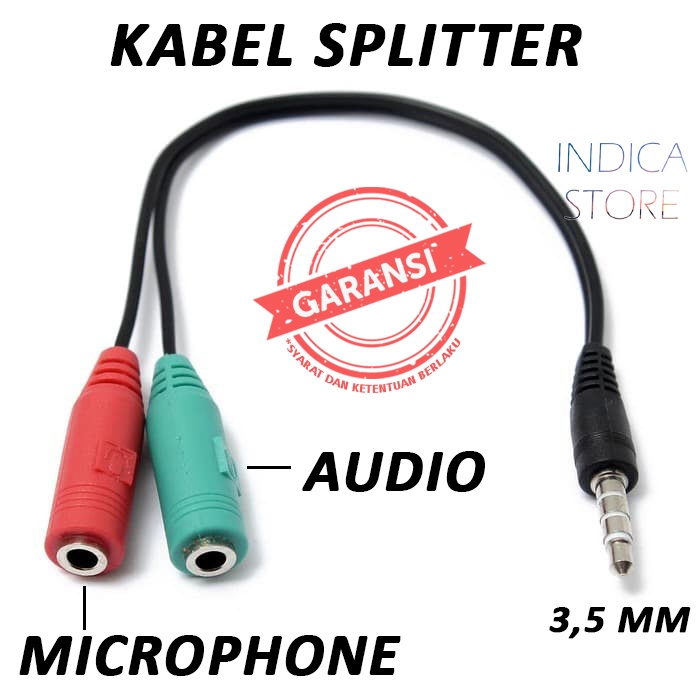 KABEL SPLITTER 2 IN 1 - AUDIO + MIC - JACK 3,5 mm