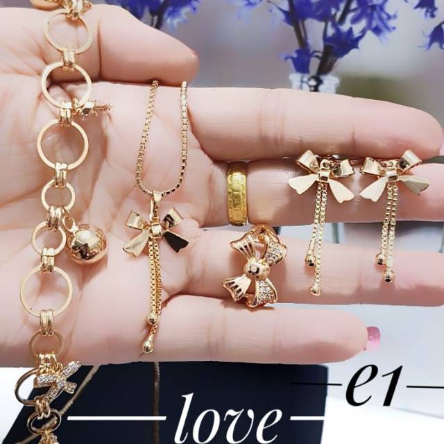 Xuping set perhiasan pita lapis emas 24k 0811