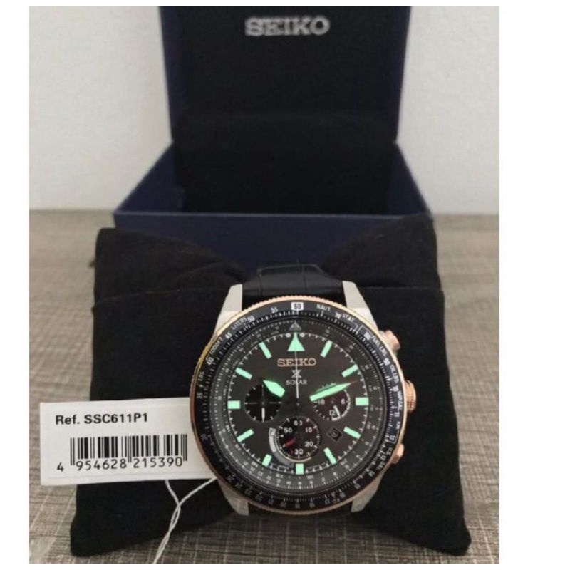 Jam tangan Seiko prospex SSC611P1solar chronograph flightmaster pria