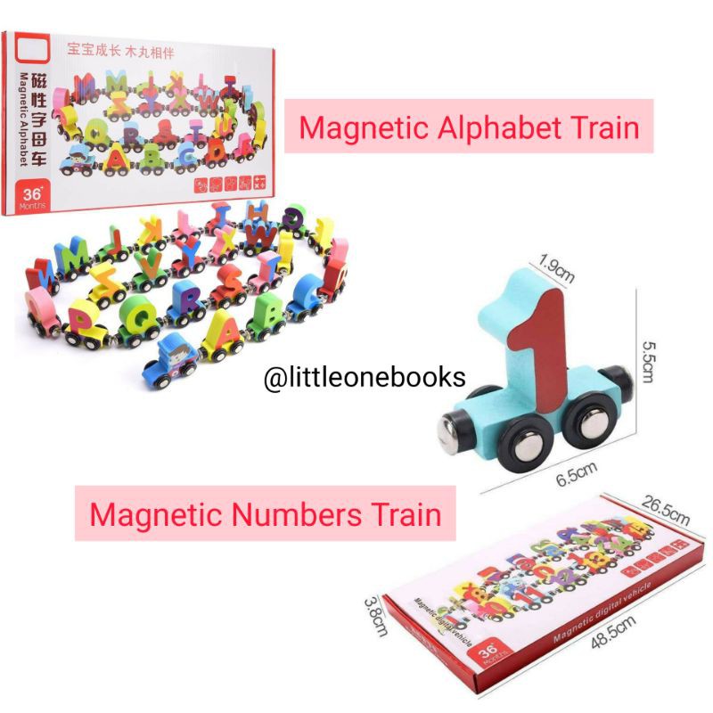 wooden magnetic alphabet train / magnetic numbers / alfabet train / alphabet car / magnetic alphabet