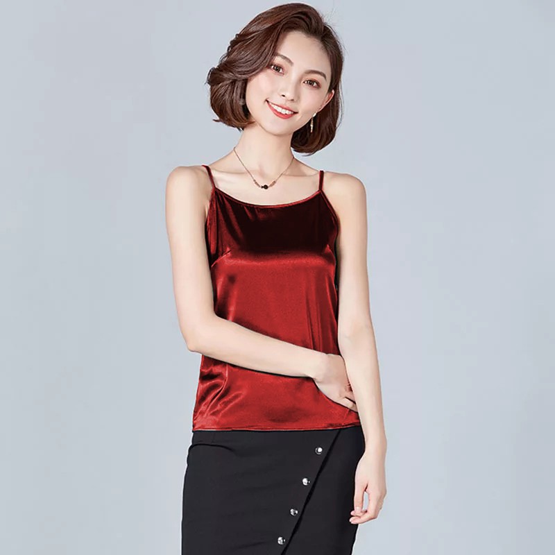 Tanktop Camisoles Singlet Tali kecil wanita Gaya Korea - XSHOP Saori