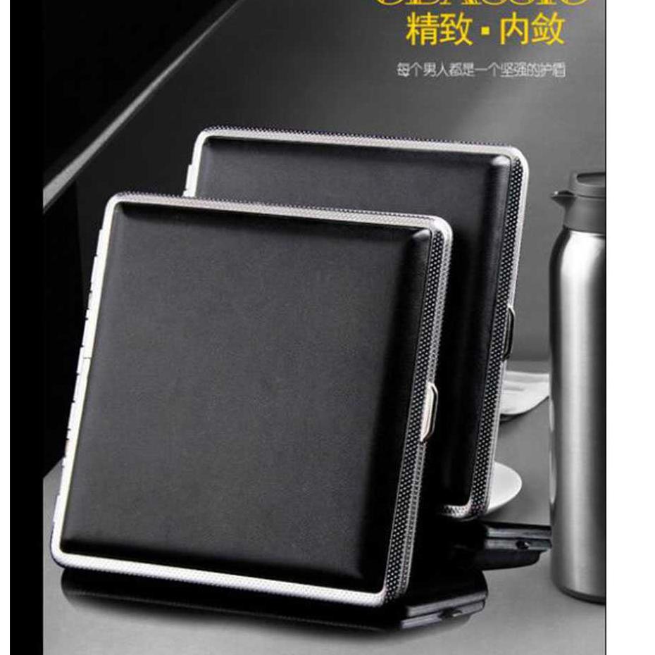 【SALE】 Kotak Bungkus Rokok Elegan Leather Case 12 Slot /  Kotak Rokok Dan Korek Akrilik Unik Keren /