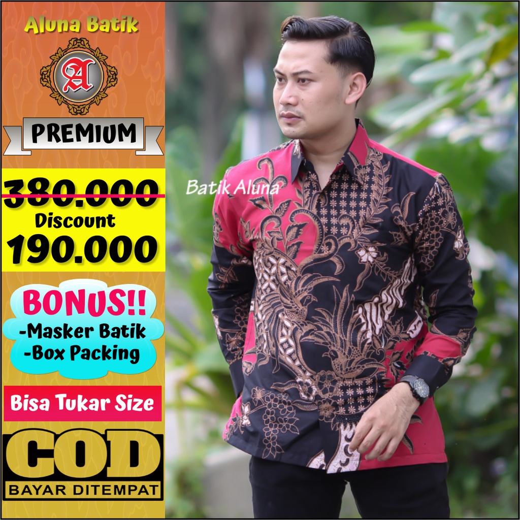 Batik Eksklusif Pria Premium Solo Lapis Furing Produksi Batik Aluna PCW 085