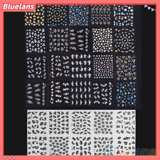 Bluelans 30 Lembar Stiker Nail Art Motif Bunga Campur Untuk Manicure DIY