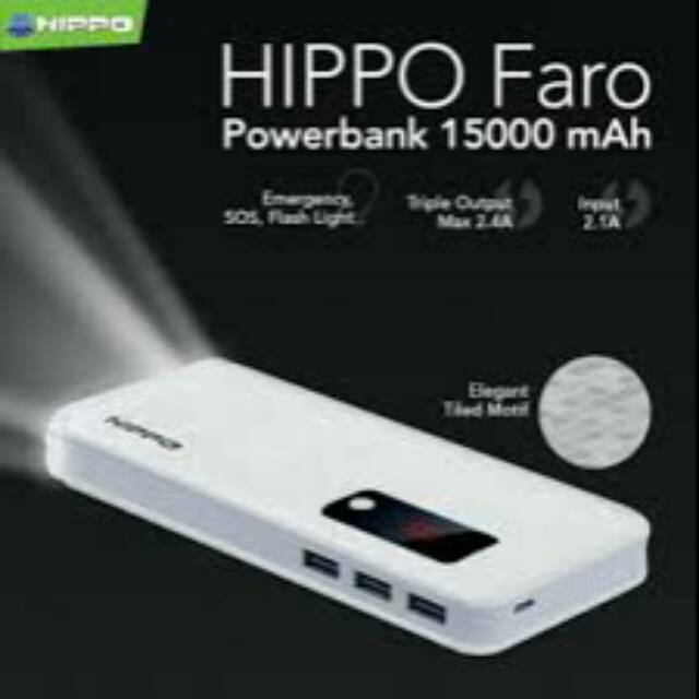 PowerBank Hippo Faro 15000mAh Original Ori Portable Charger Power Bank 15000 mAh Battery Extender
