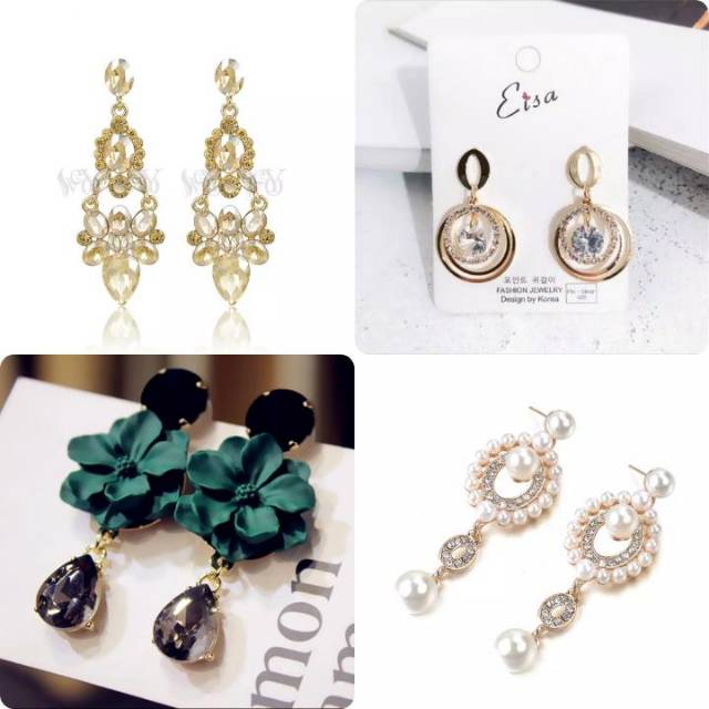 ✨ anting korean styles flowery and pearly diamond