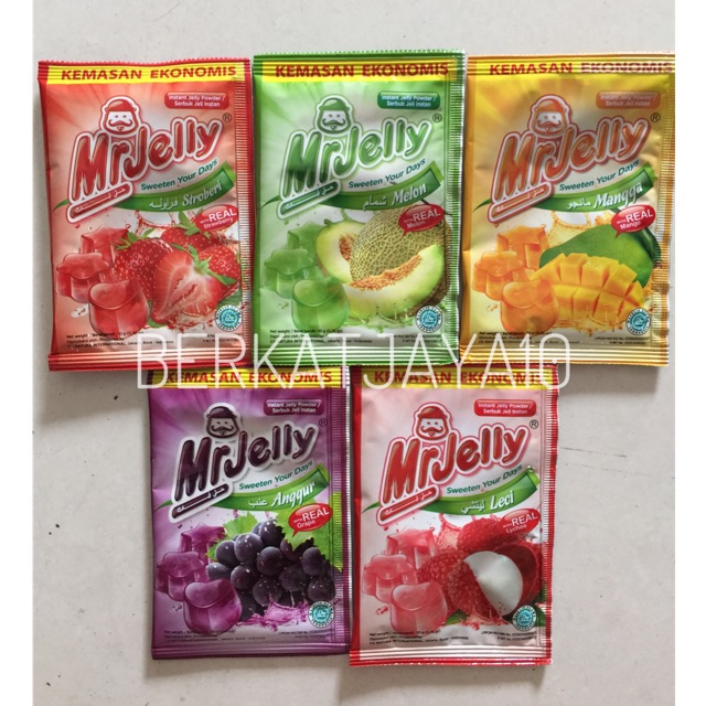 Mr Jelly Ekonomis serbuk bubuk jelly instan berbagai rasa 10 Gram