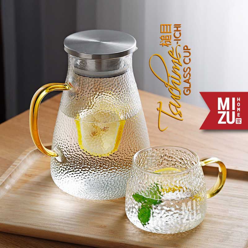 MIZU TSUCHIME-ICHI Glass Cup Japanese Hammered Mug Cangkir Kaca Cangkir Minum Air Teh Kopi Jepang-1