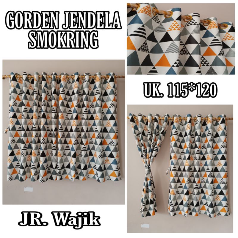 Gorden jendela pendek  minimalis ring Smokring UK 115x120 gorden jendela kamar