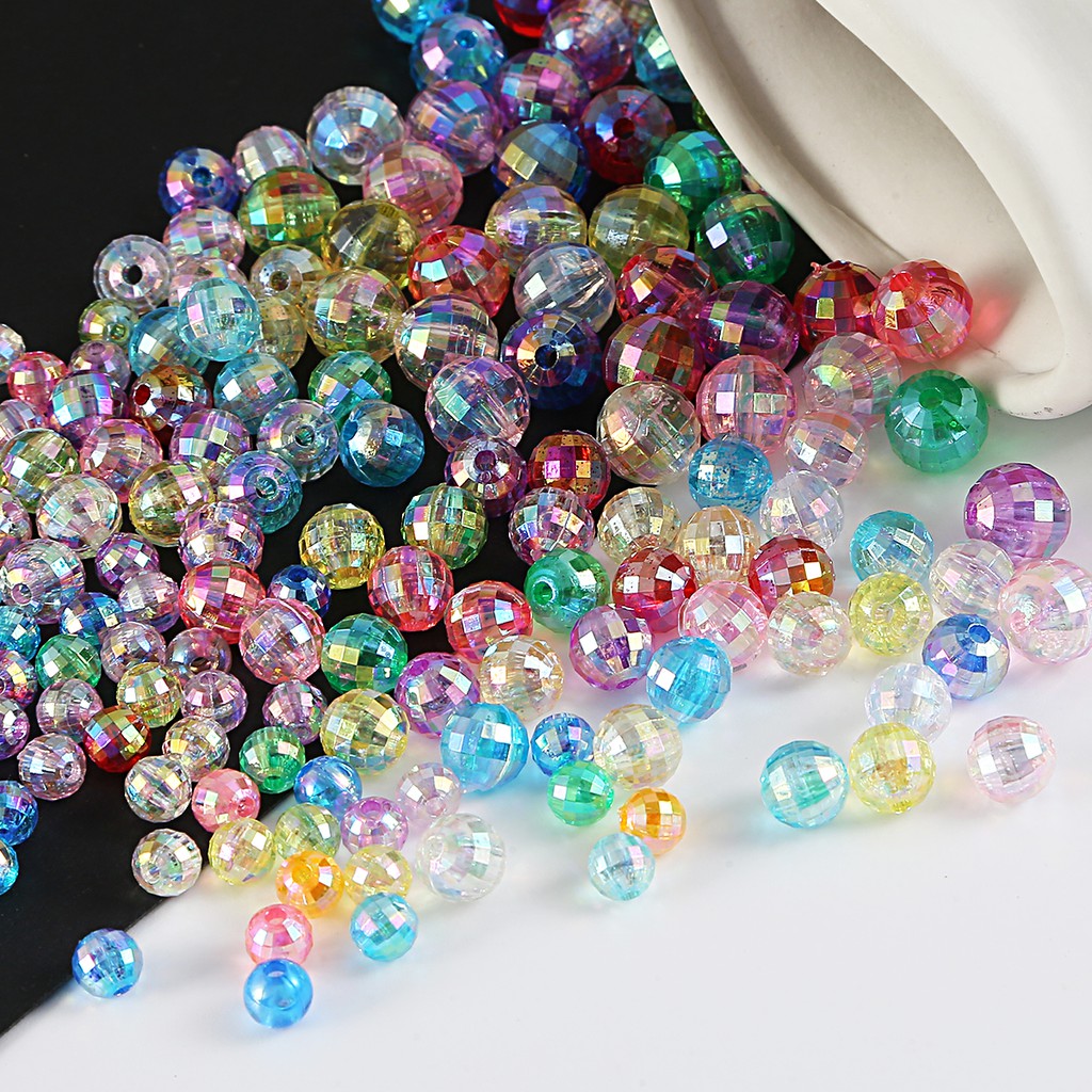 50/100PCS Faceted Acrylic AB Symphony Beads Transparent mixed color AB beads For DIY jewelry making accessories