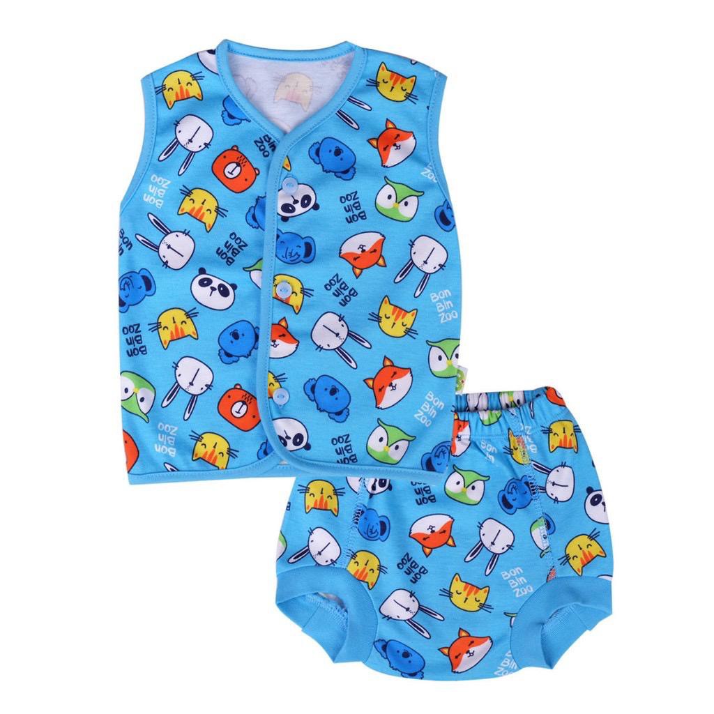 Bonbinzoo Setelan Baju Kutung Celana Pop Bayi Kancing Depan Bonbinzoo 0-3 3-6 6-12 bln