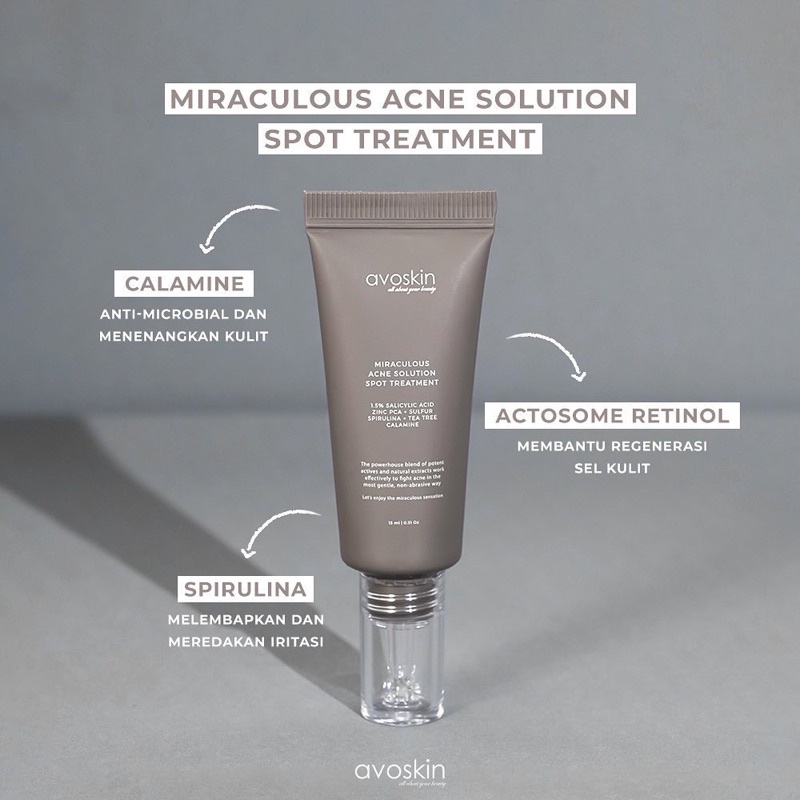 AVOSKIN Miraculous Acne Solution Spot Treatment 15ml - Obat Totol Jerawat