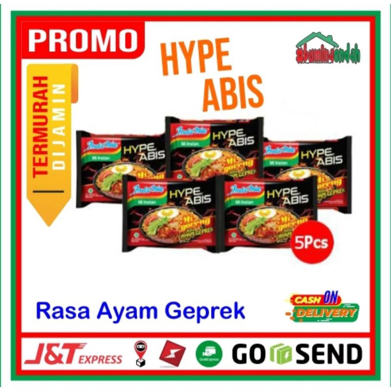 

PAKET INDOMIE MIE INSTAN HYPE ABIS/ MIE GORENG RASA AYAM GEPREK 85g (5 BUNGKUS)