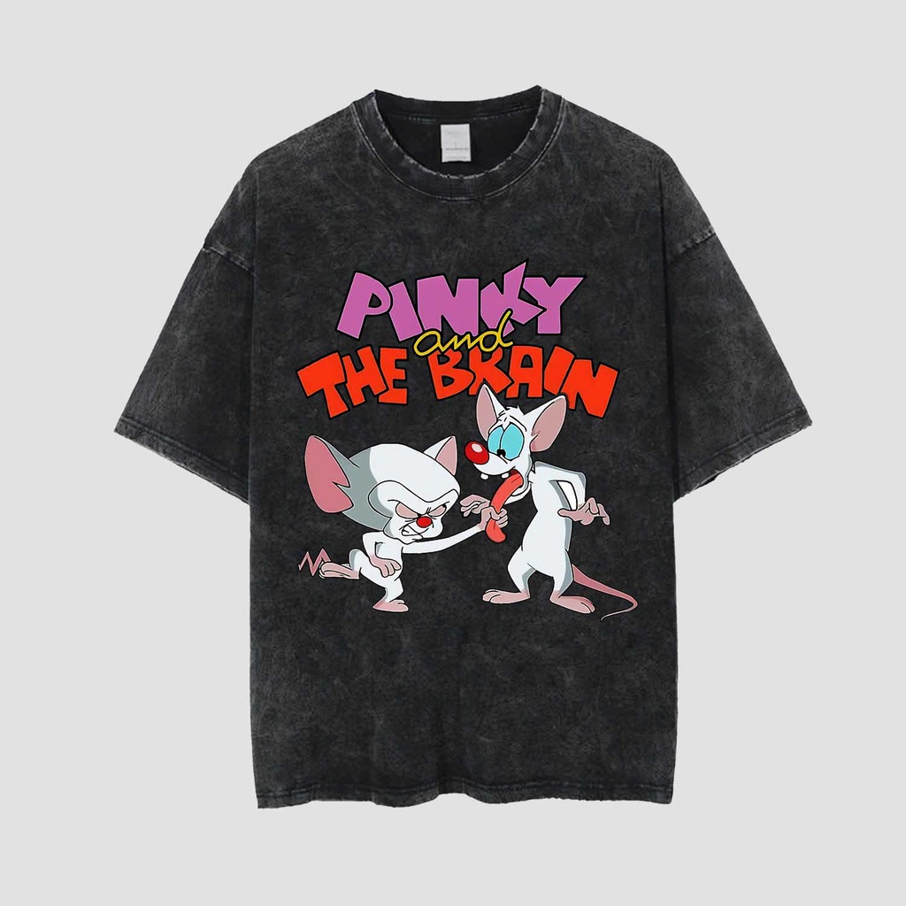 Oversize Stone Wash | Pinky And The Brain | Streetwear | Atasan Pria | Atasan Wanita