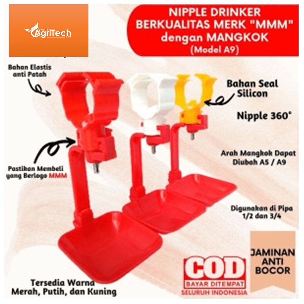 Nipel A9 Niple Nipple Nepel Drinker Tempat minum ayam Nipel A9 mangkok