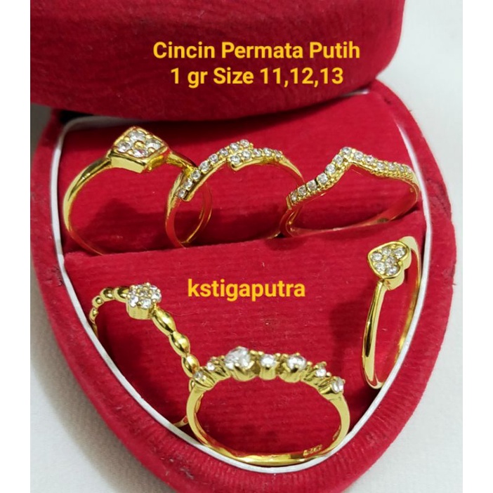 Cincin Permata Perak 925 Lapis Emas 24 K