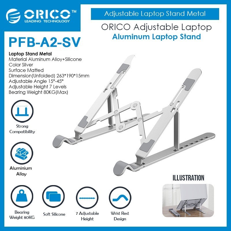 Adjustable Laptop Stand Metal ORICO PFB-A2-SV Aluminium