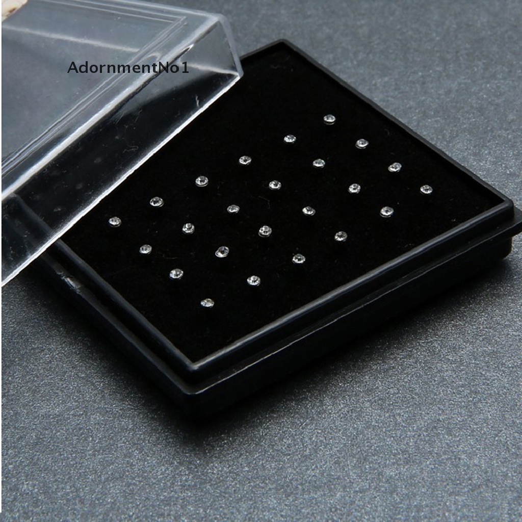 (AdornmentNo1) 24pcs / Set Cincin Tindik Hidung / Tubuh Bahan Surgical Steel Hias Berlian Imitasi Untuk Wanita