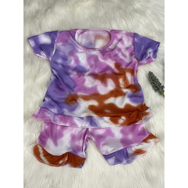 Setelan Anak Anak Rumbai Tie Dye