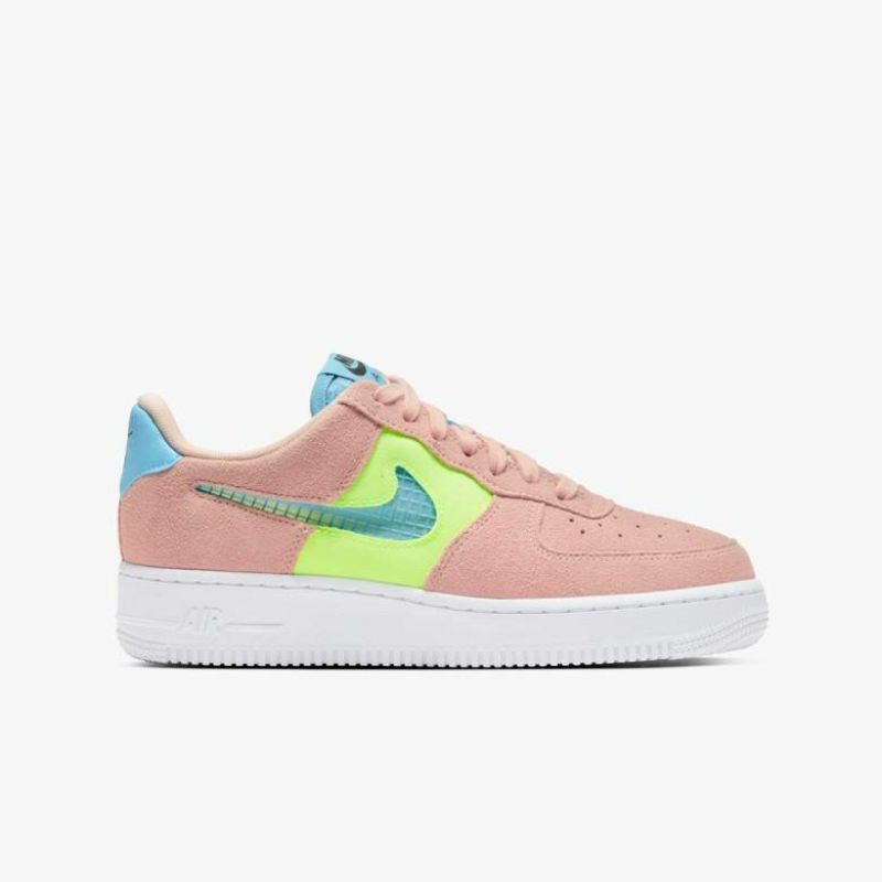 NIKE AIR FORCE 1 '07 SE WASHED CORAL/GHOST GREEN/BLACK/ORACLE AQUA Original Resmi