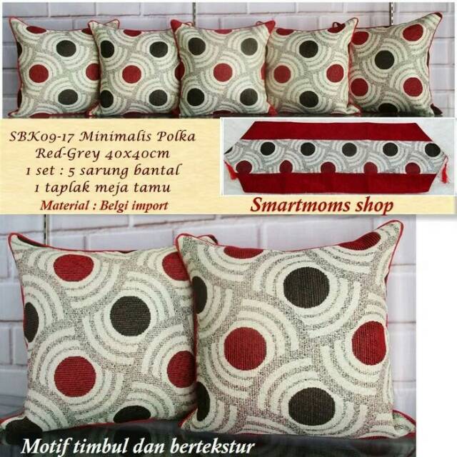 Sarung bantal sofa tamu retro red elegan dan mewah