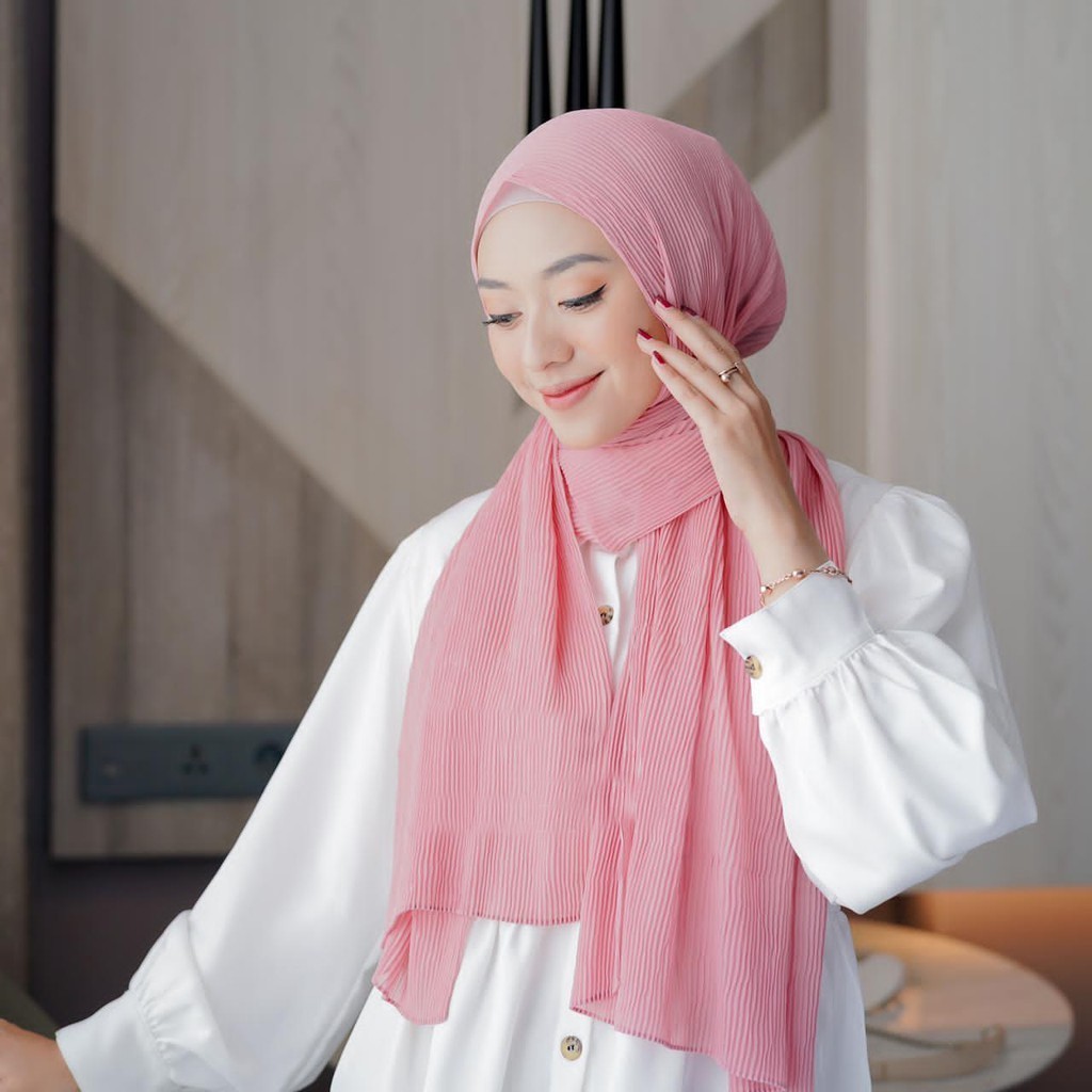 Hijab Pashmina Ceruty Baby Doll Full Plisket Lidi 180x80cm // Hijab Pashmina Shawl // Pashmina Murah-3