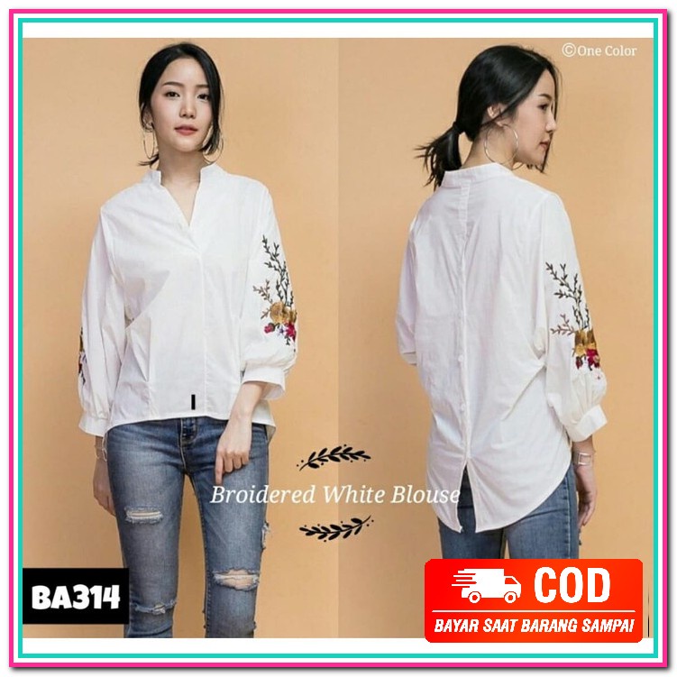 Kemeja Cewek Kerja Kantor Kuliah Hem Baju Murah Wanita Kekinian Y IQ557 Blouse Wanita / Cewek Putih